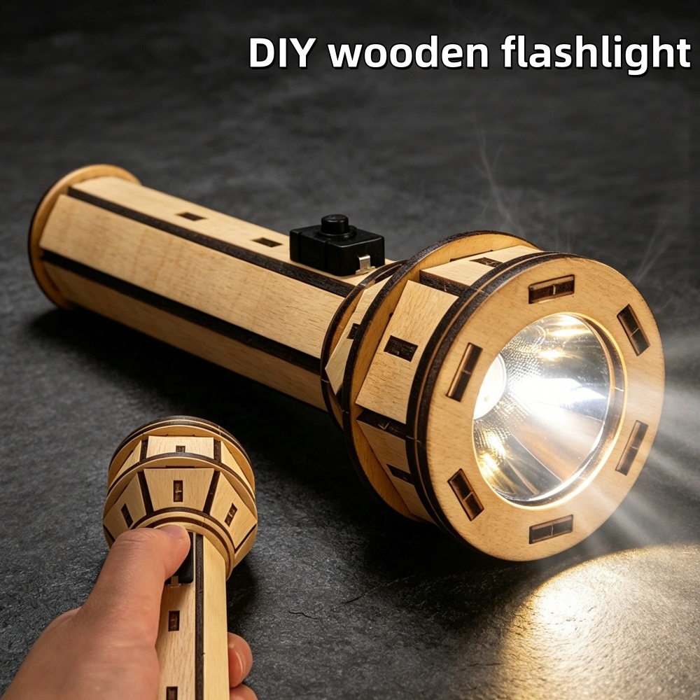 Science Project - Wooden DIY Flashlight Puzzle Kit STEM