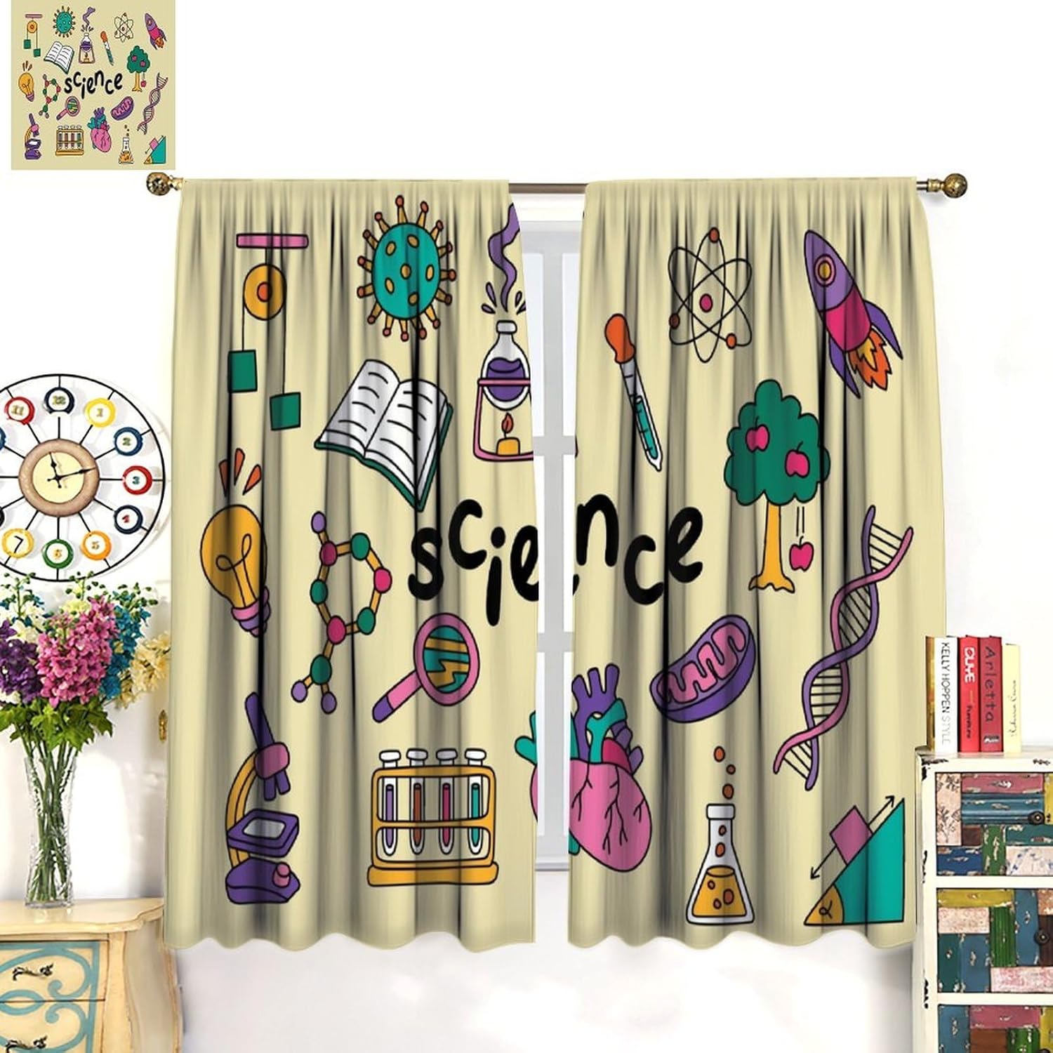 Science Theme Curtains 2pcs Ed - огляд і ціна Science Nursery
