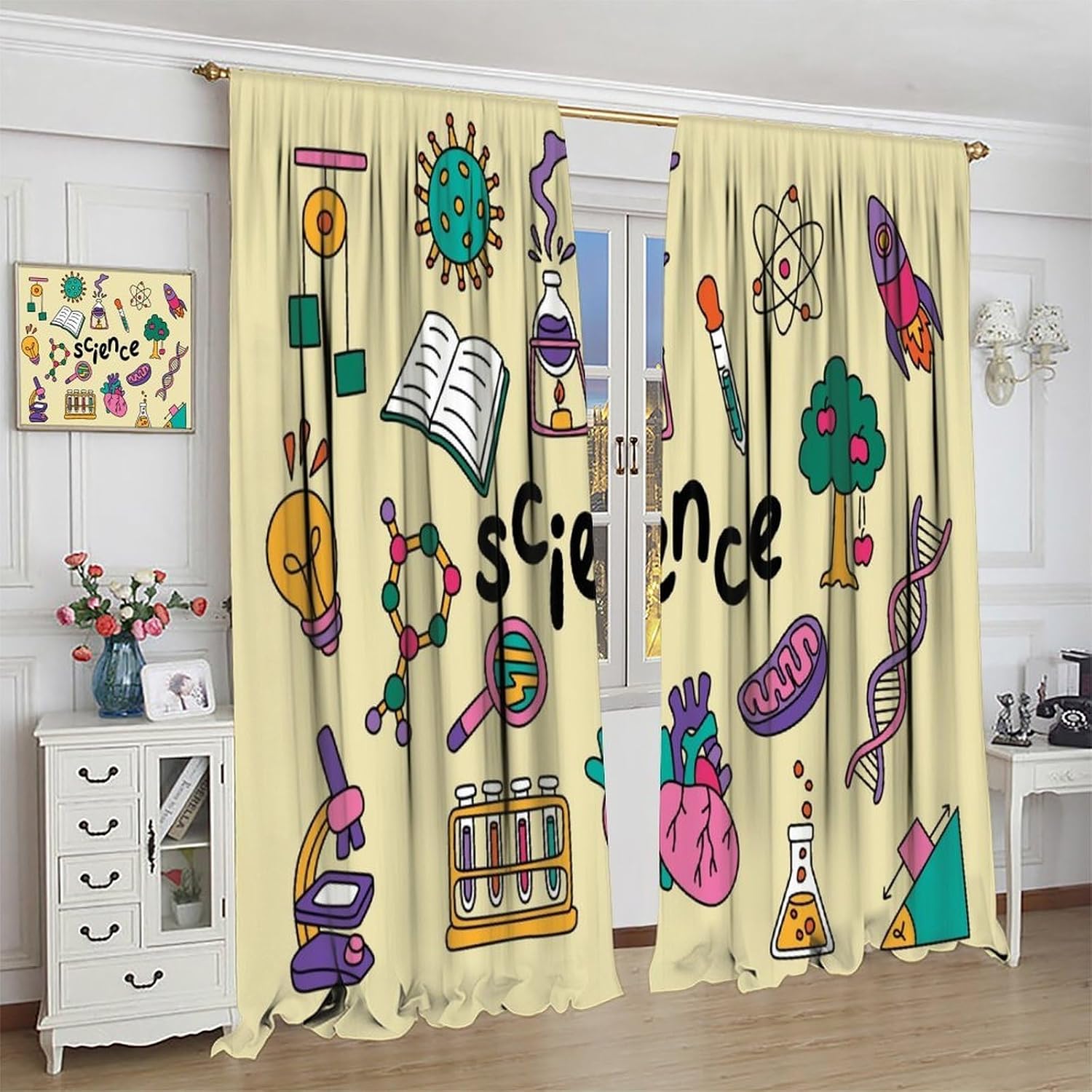 Science Theme Curtains 2pcs Ed - огляд і ціна Science Nursery